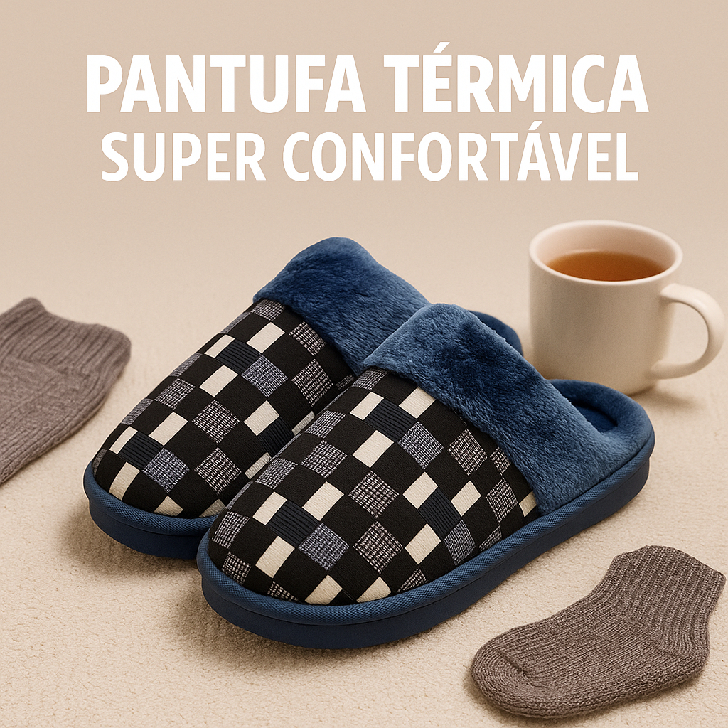 Pantufa Xadrez Chinelo Sandália Confortável Frio Calor Casa Viagem Estilo Unissex Macio Básico