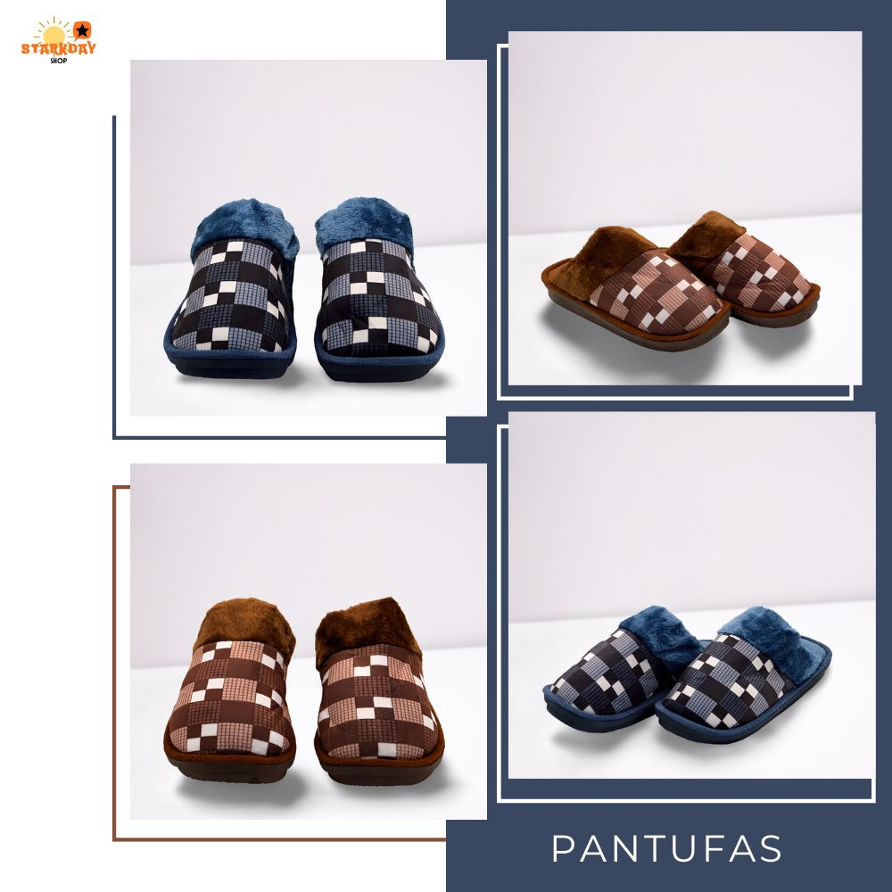 Pantufa Xadrez Masculina Antiderrapante de Tamanhos Variados