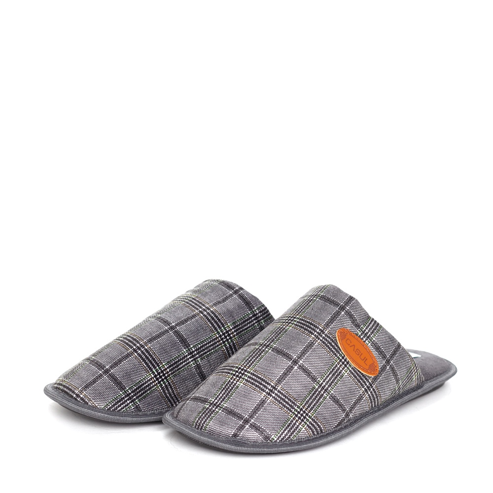 Pantufa Masculina 203831 Xadrez Cinza Gasf
