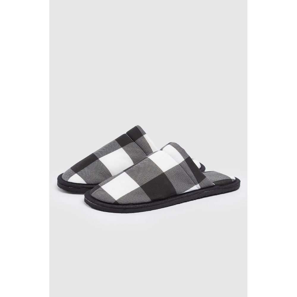 Pantufa Masculino Xadrez Preto