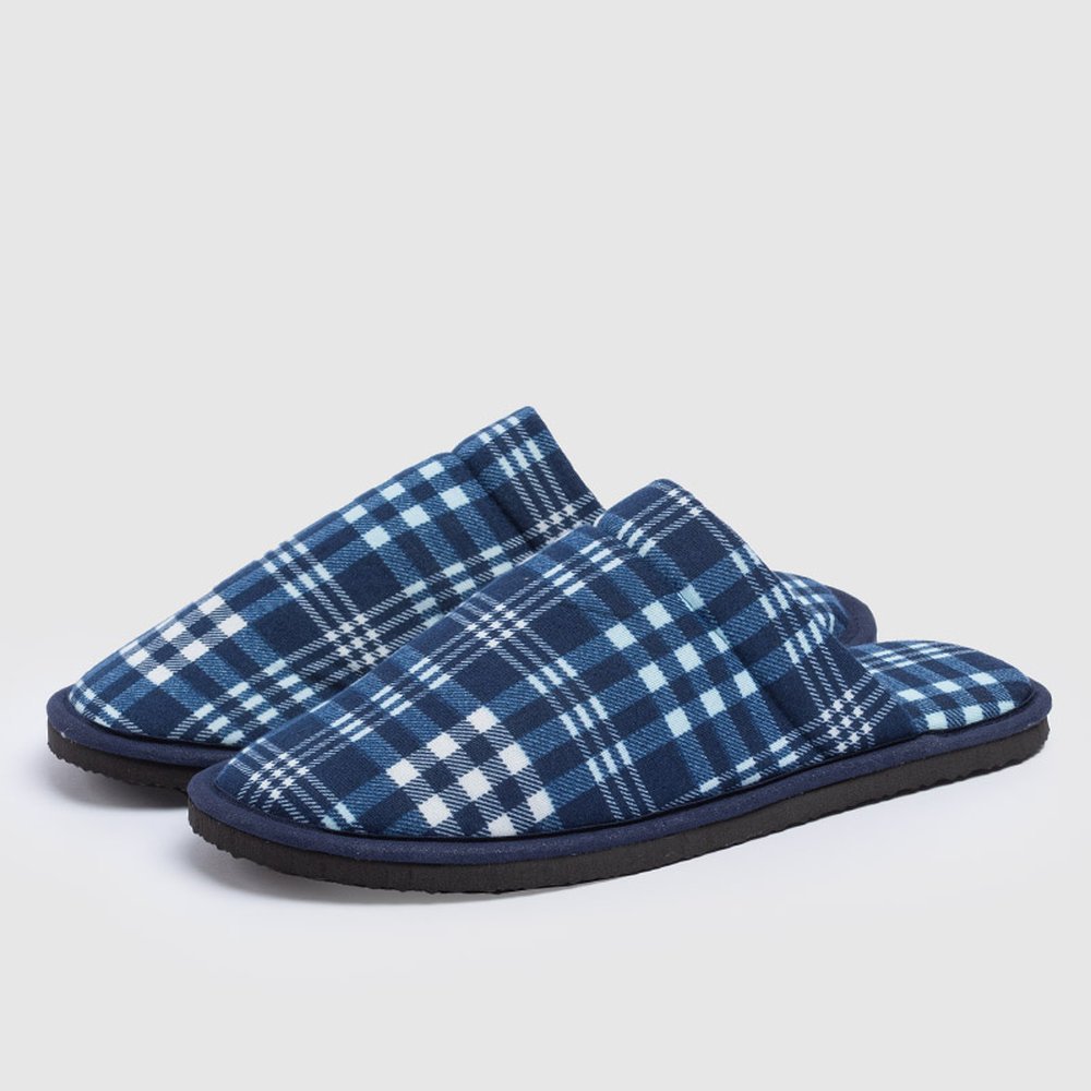 Pantufa Masculino  Confortável Xadrez Marinho