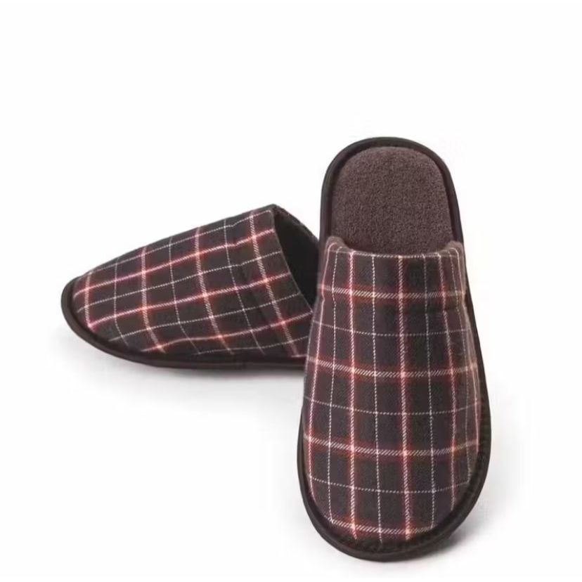 Pantufa Xadrez Masculino Chinelo de Quarto Inverno Quentinho Borracha EVA Masculino Adulto