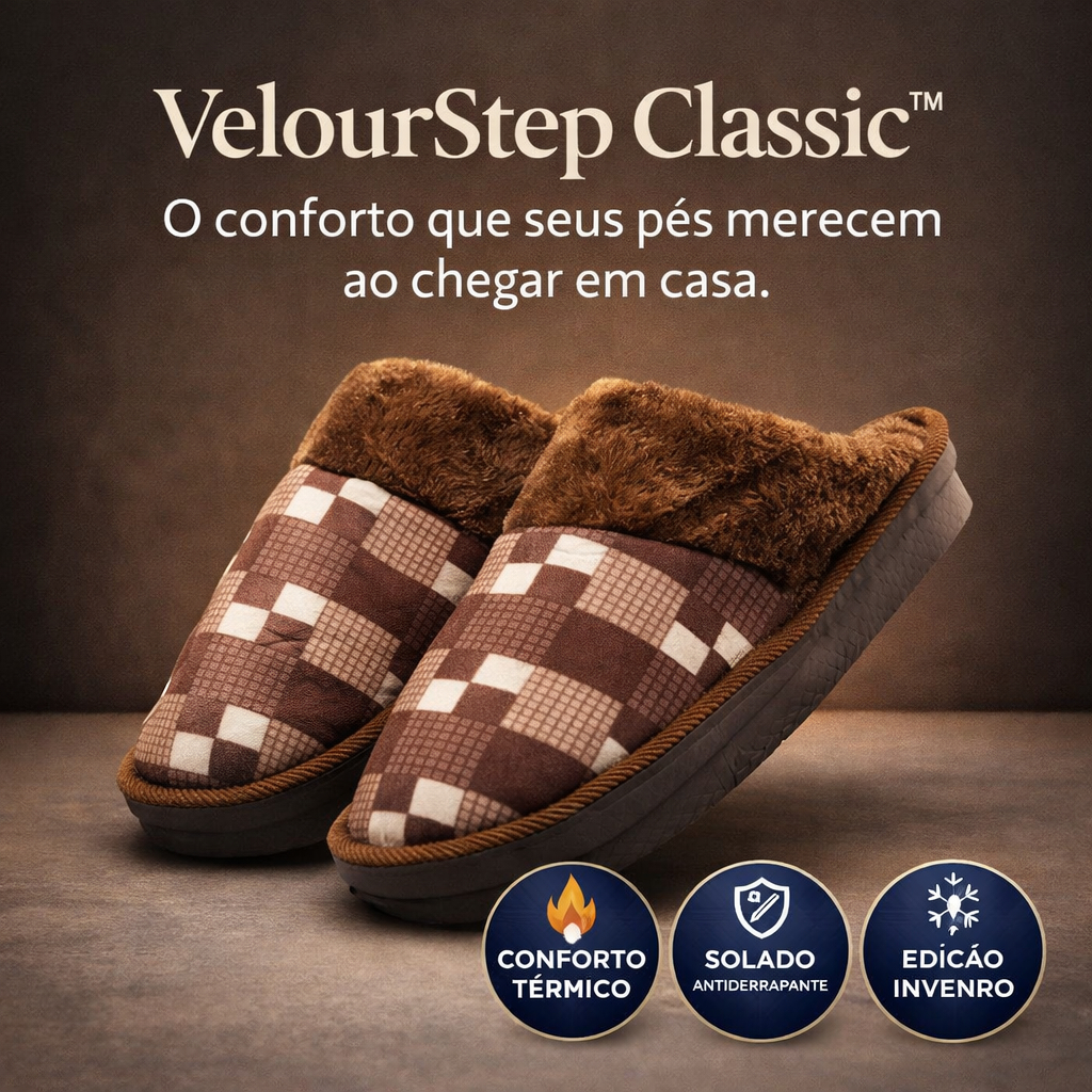 Pantufa Masculina Confortável Xadrez Marrom  Calce, Relaxe e Sinta a Diferença no Primeiro Passo