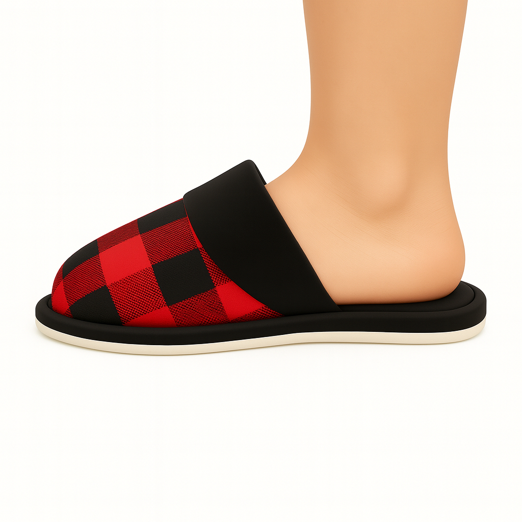 Chinelo de Quarto Fechado Xadrez com Aba Pantufa Artesanal Presente/HomeOffice/Hotel/Hospital