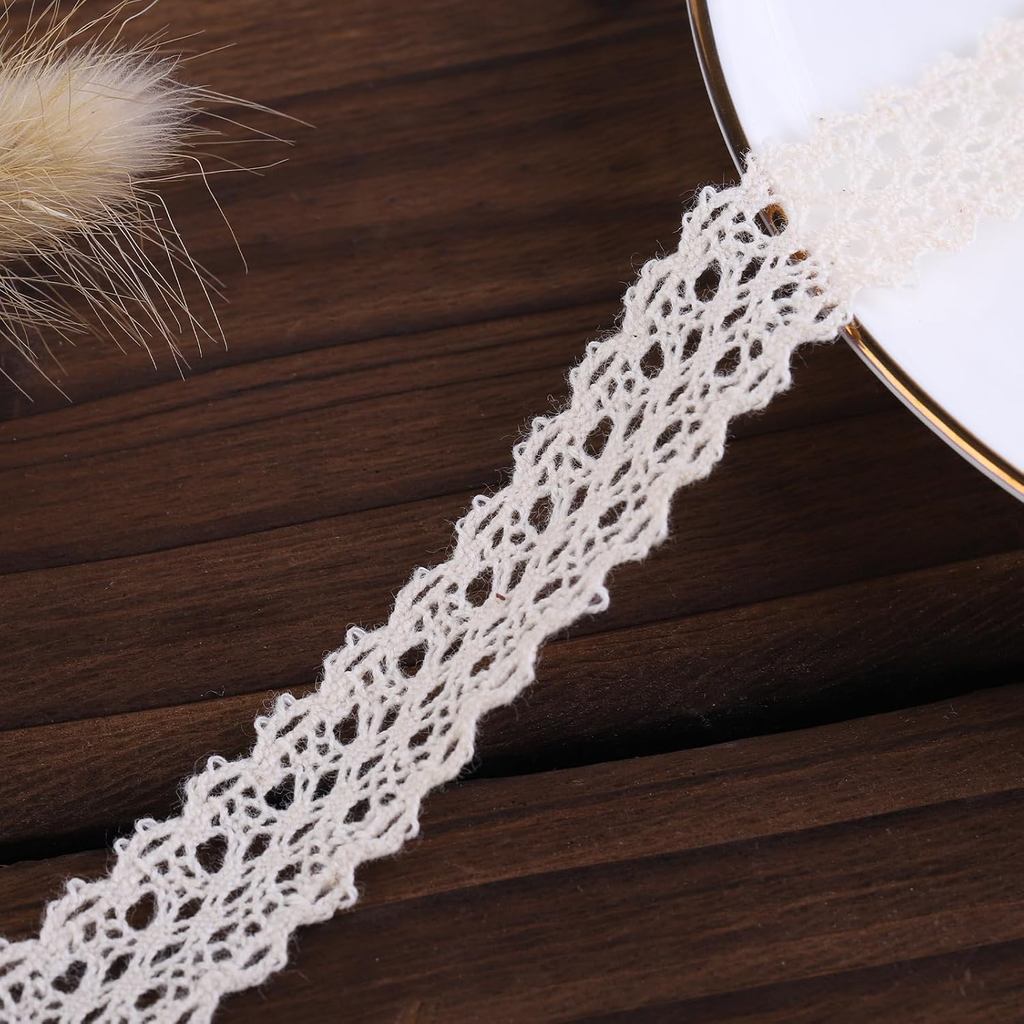 20 Yards x 0.5 Inch Lace Ribbon Vintage Lace Trim Crochet Cotton Lace Edge for Christmas Package DIY Sewing Wedding Brid