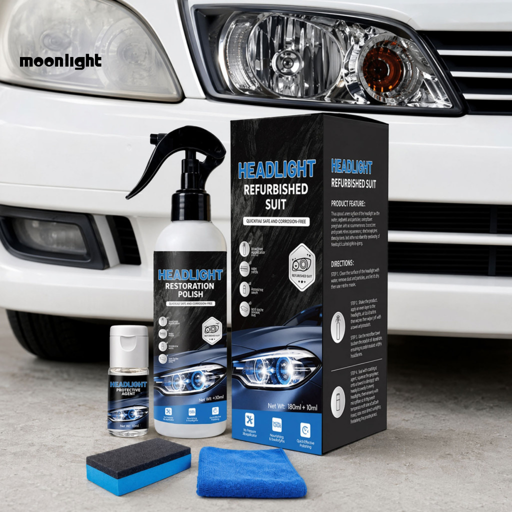 Headlight Restoration Spray 180ml – Ceramic Coating for Yellowed Car Headlights Uv Protection Cleaner Polish for Front