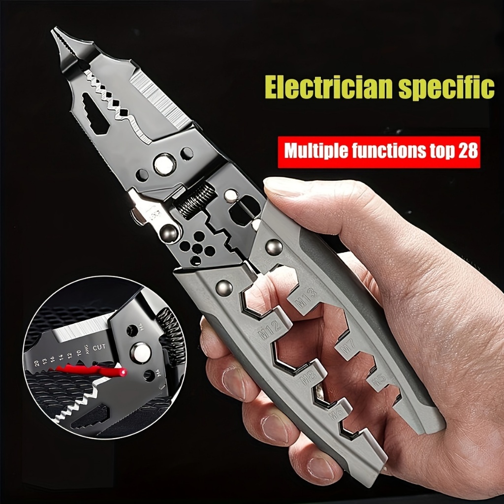 28 em 1 Professional 7 polegadas Wire Stripper/fio ferramenta de crimpagem, Multi-Function Hand Tool.