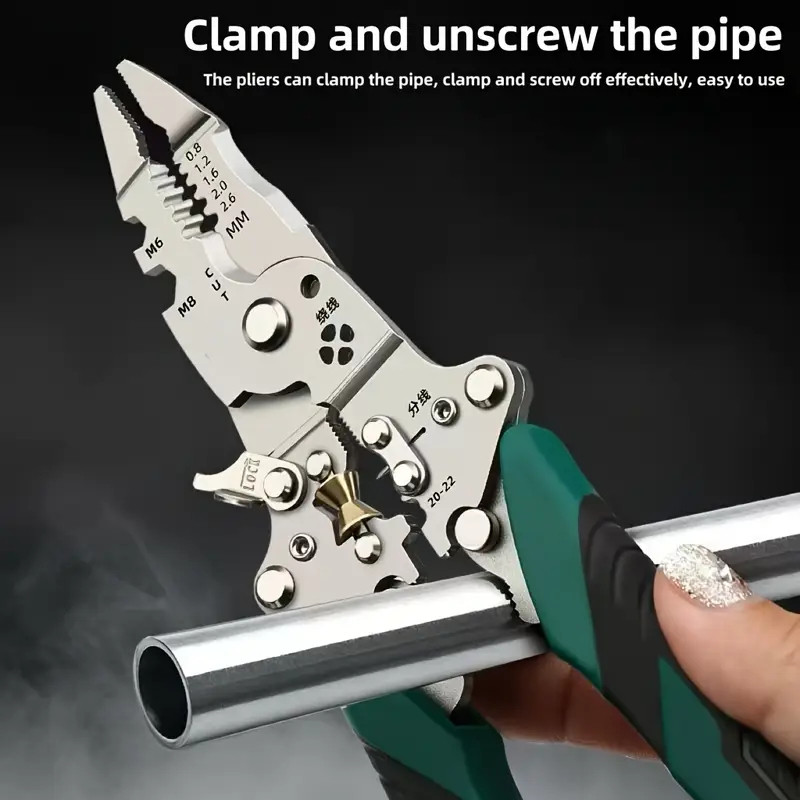 Collapsible Wire Stripping Pliers- Multi-Function Electrician Toolwith Crimping