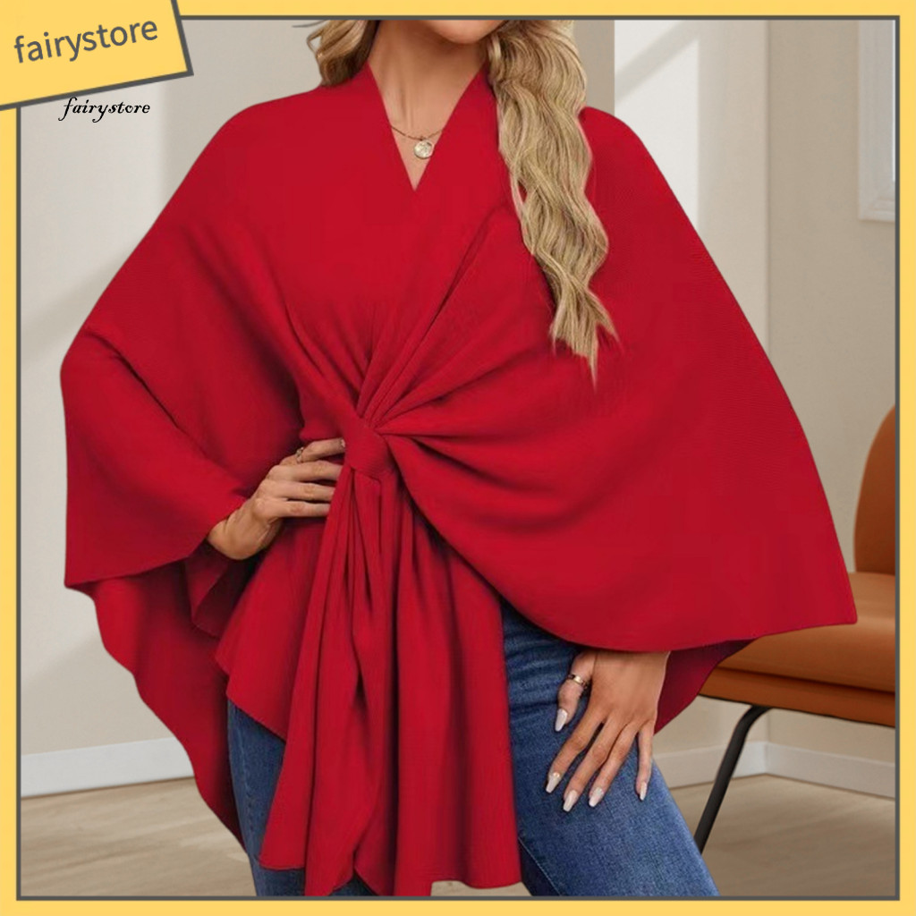Autumn Winter Jacket Women Cape Women’s Oversized Shawl Coat V Neck Poncho Fall Warm Open Front Bat Sleeve Wrap Windpr