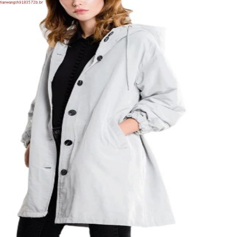 XS-4XL Casaco De Trincheira Feminino Com Capuz Longo Para O Exterior À Prova De Chuva Windbreaker Plus Tamanho Primaver