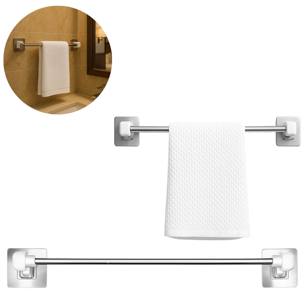 Suporte Porta Toalha Inox Adesivo De Rosto Barra de 44,5cm