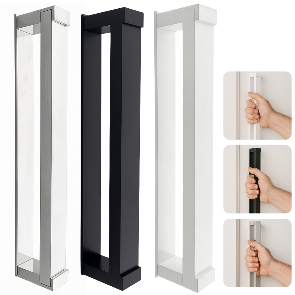 Puxador Unitário Alça Barra Alumínio De Colar Adesivo 3M Dupla Face Porta Vidro Correr Haste 290mm