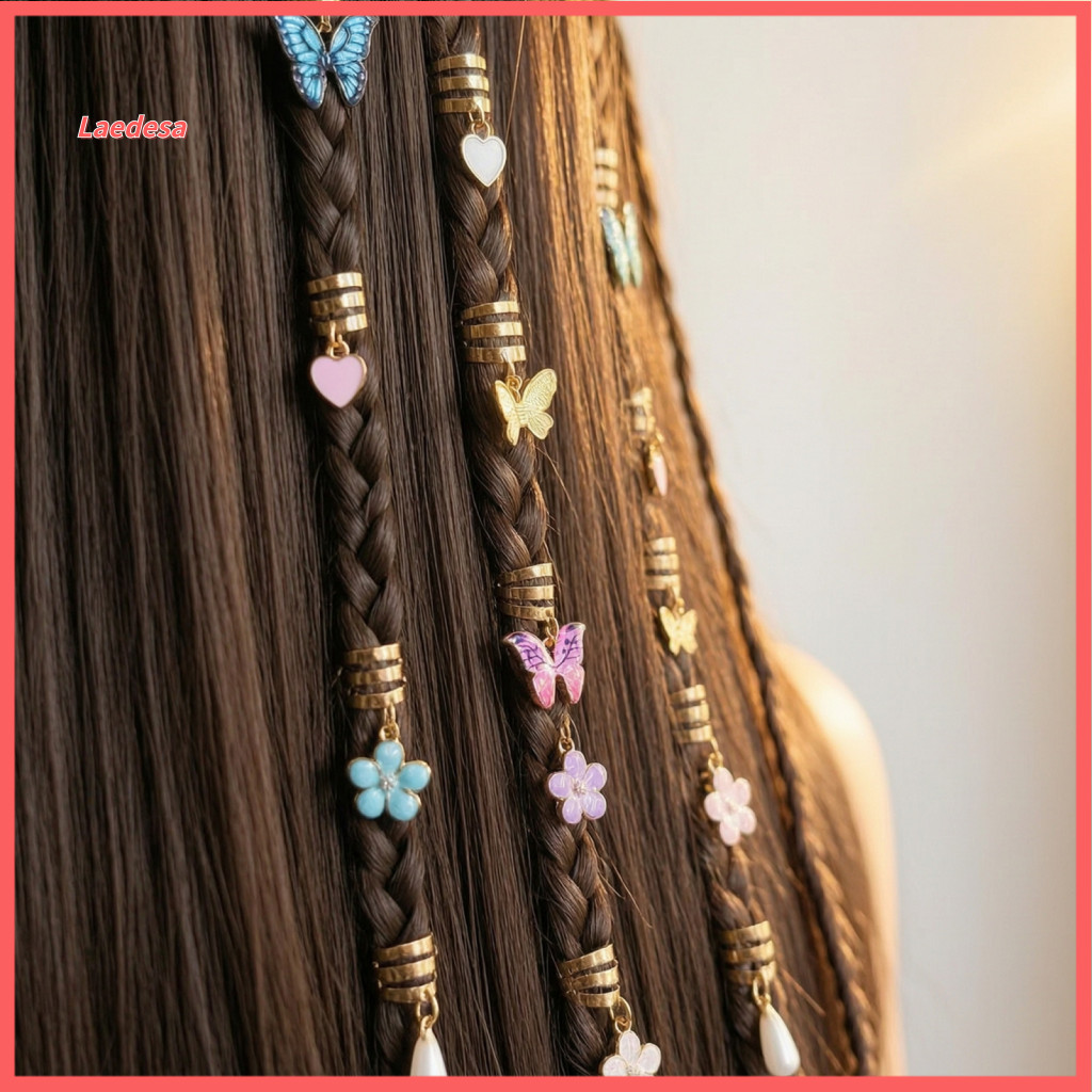 Durable Braid Clip Hair Accessories 20pcs Braided Clips Set with Butterfly Heart Flower Pendants – Alloy Spiral Buckle