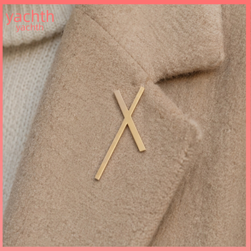 Stable Buckle Brooch Collar Button 2pcs Men’s X-shaped Suit Lapel Pin Zinc Alloy Metal Badge with Safety for Wedding C