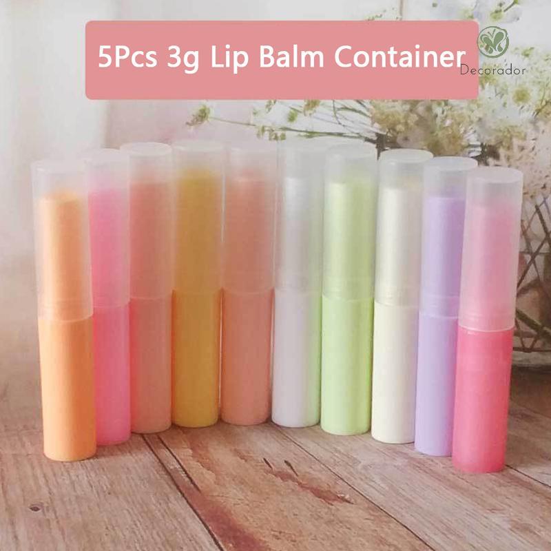 Decorador 5 Pçs/Lote 3g Recipiente De Bálsamo Labial Com Tampas Mini Vazio Lip Balm Stick Tubo Batom