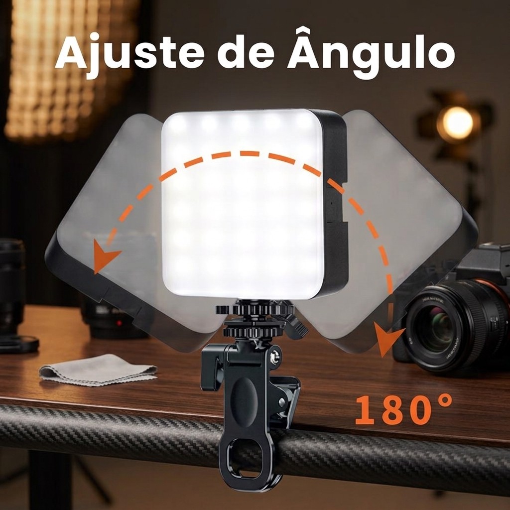 Iluminador LED Portátil Potente Luz para Fotos Noturnas e Filmagens