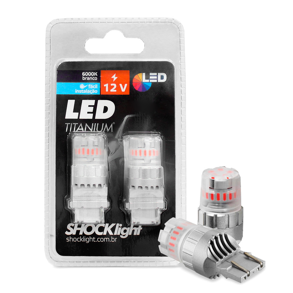 Par Lâmpada Led Vermelha Pingão T20 23 SMD-4014/3030 7440 2 Polo 6000k 12v