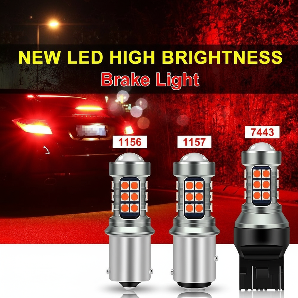 1 unidade de lâmpada de freio LED para carro T20 7440 W21W/7443/1157 BAY15D/1156, luz traseira LED, opções de pisca e