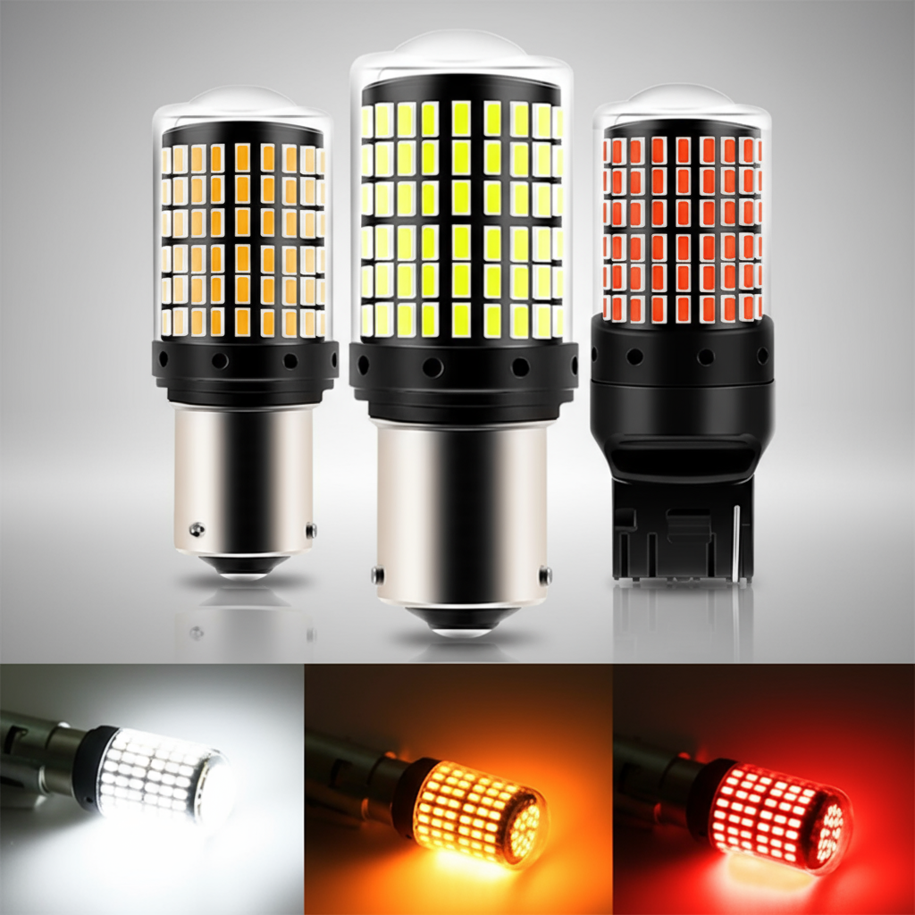 Oprah 2x lâmpadas LED Canbus 3014 144SMD para aplicações S25 1156 P21W BA15S, T20 7440 W21W de sinal de direção.