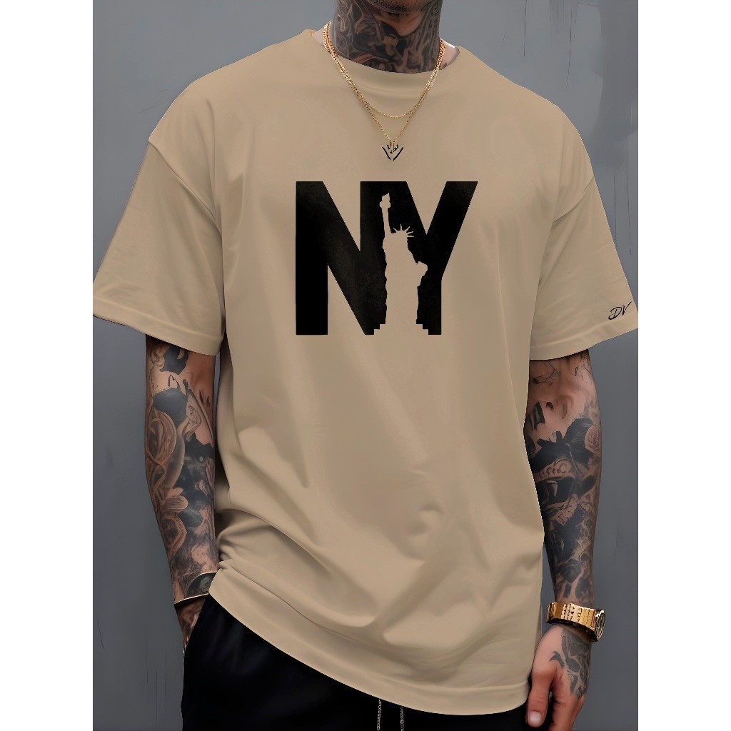 Camiseta Masculina NY Confort Premium Camisa Masculina Casual Manga Curta 100% Algodão Street Wear
