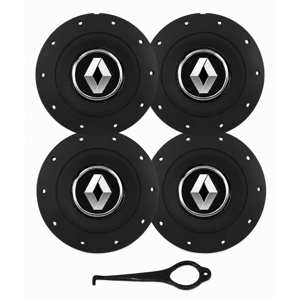 Calota Centro para Roda de Ferro Volkswagen Amarok Aro 14, 15 e 16 – 4 Furos Preta Fosca com Emblema VW