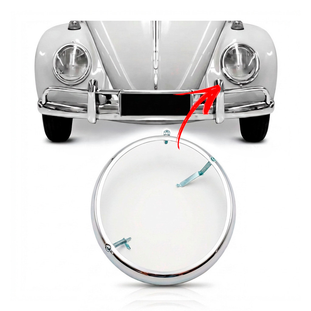 Aro Ferro Farol Volkswagen Fusca 1963 Até 1972 2 Furos Cromado