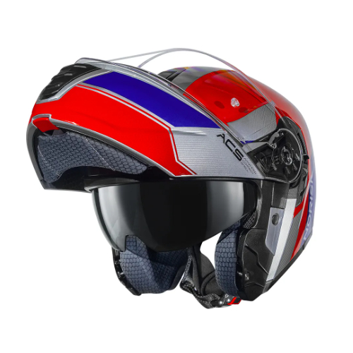 CAPACETE ARTICULADO  NORISK VORTEX TRAVELER SILVER RED BLUE