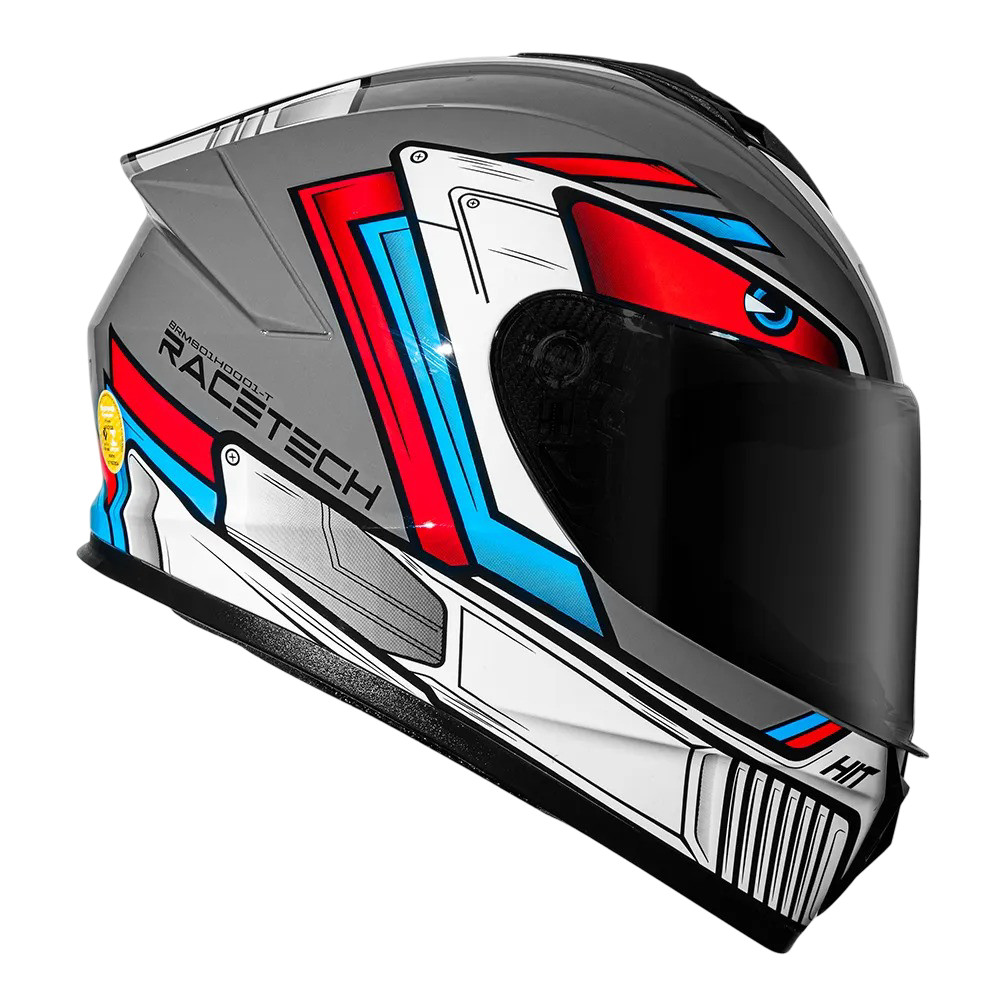 RACE TECH CAPACETE HIT ANDROID GREY/RED 56/S