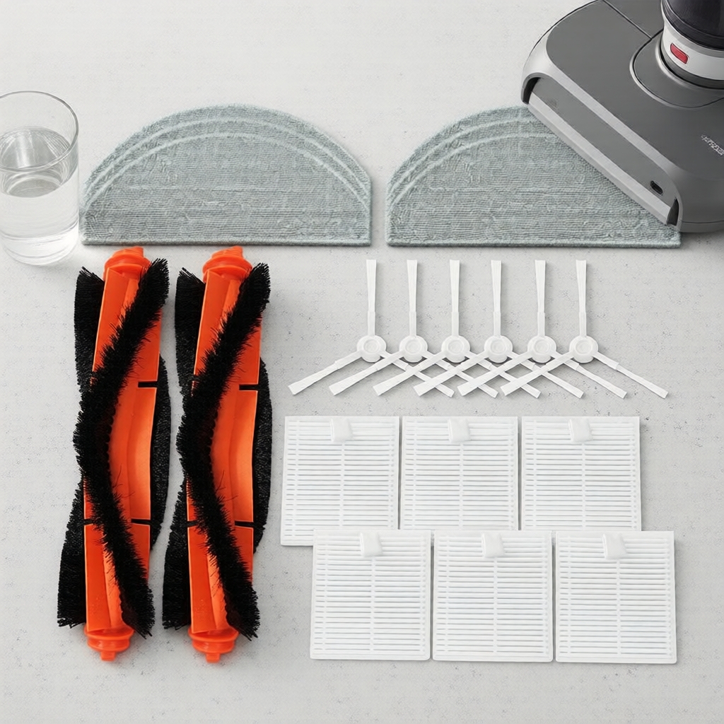 Kit de Acessórios para Xiaomi Robot Vacuum E10/E10C/E12/B112/Mijia 3C Plus/C103: Escovas Principais, Escovas Laterais,