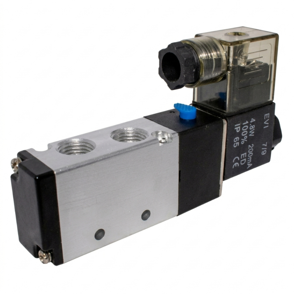 Valvula Solenoide Pneumatica 5/2 Vias 1/4 Retorno Mola 12V 24V 110V 220V Cilindro Dupla Acao IP65