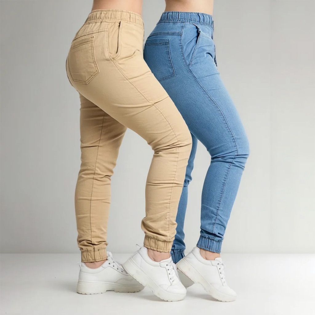 2 Calça Feminina Jogger Punho Com Elastano Lycra Qualidade Premium Promoção Black Friday