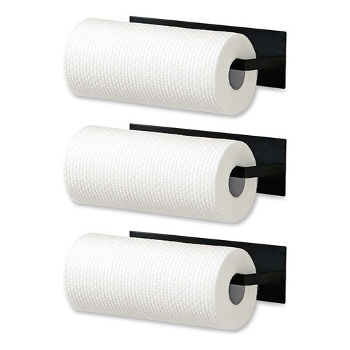Kit 3 Suporte de Papel Pano Toalha Rolo Multiuso Ferro Suporte sem Furo Parede Cozinha Banheiro