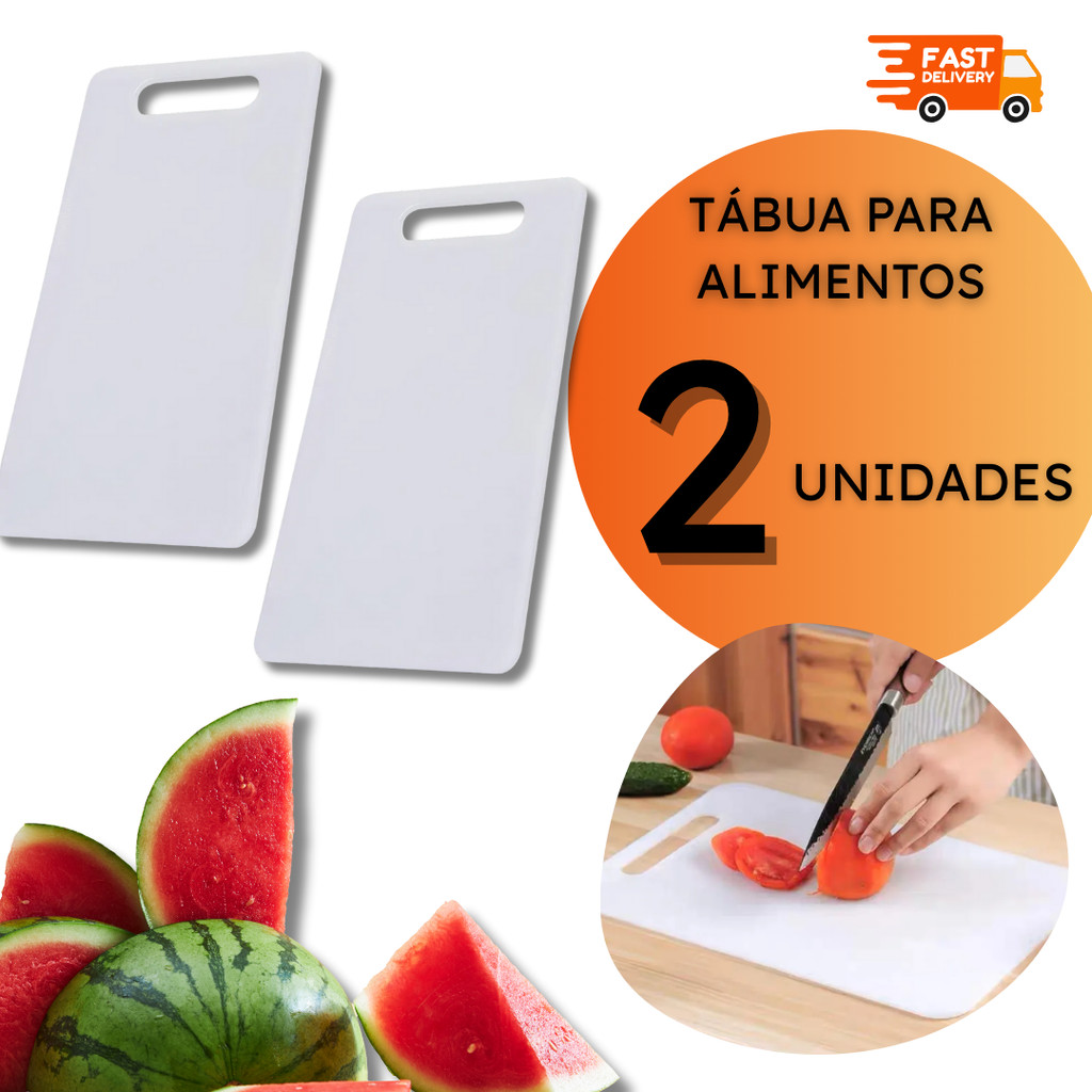 Conjunto Tábuas de Cozinha Tábua Corte Plástico Branca Carne Legumes Verduras - 2, 4 ou 10 unidades
