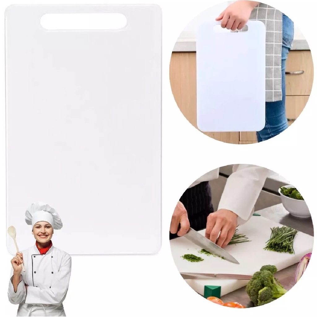 Tábua De Corte Branca Com Alça Carne Cozinha Cheff 40x25cm