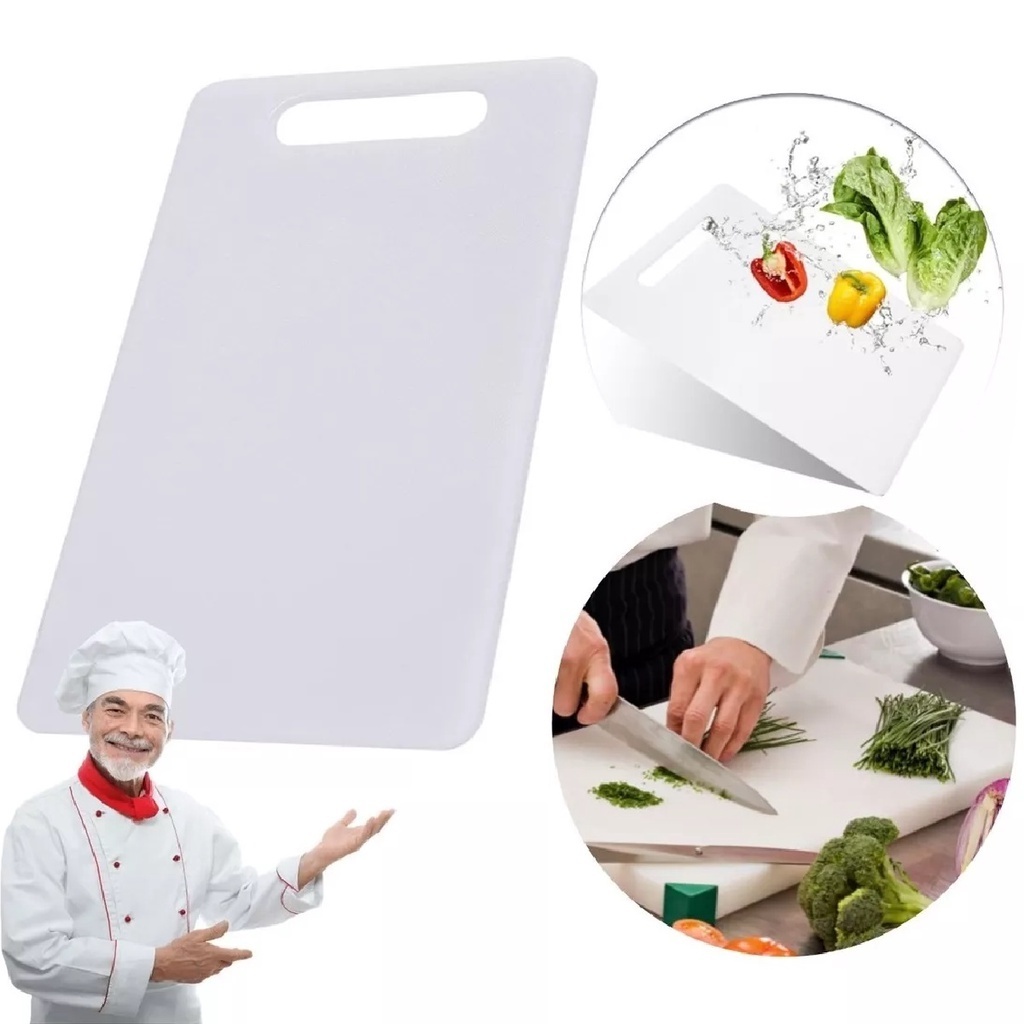 2 Tábuas De Corte Branca Com Alça Carne Cozinha Cheff 30x20