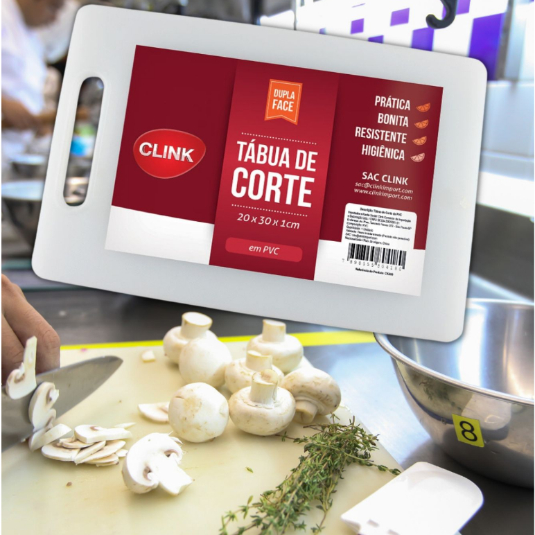Tábua de Corte Branca PVC Grossa Profissional 20X30 Churrasco Cozinha Higiênica Não Mofa