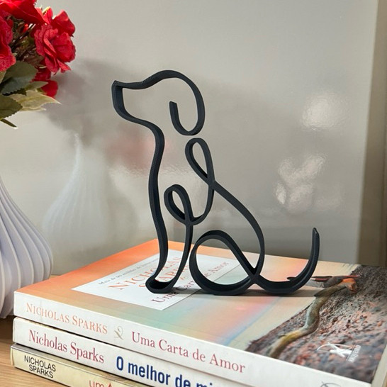 Escultura Minimalista de Cachorro Enfeite Estatueta Decorativo Pet em 3D + 20 Opções Raças e Cores
