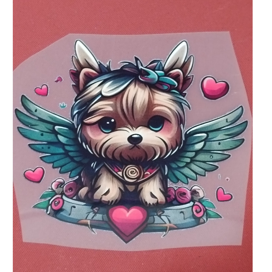 Estampa DTF digital alta resolução cachorrinho anjo morreu podemos incluir o nome do seu cachorrinho termocolante patch