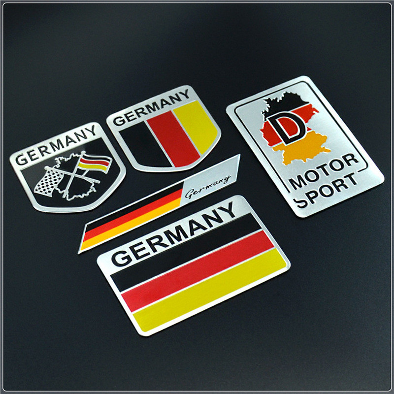 National flag decoration sticker, German metal car sticker, Germain aluminum label, map sticker Sline leaf board side st