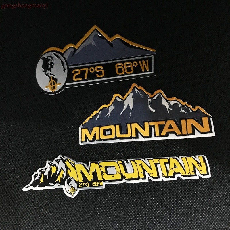 Snowy Mountain Mountain Aluminum Pasture Wrangler Metal Car Pasture 27 ° S66 ° W Labeling Car Modification Nameplate Tai