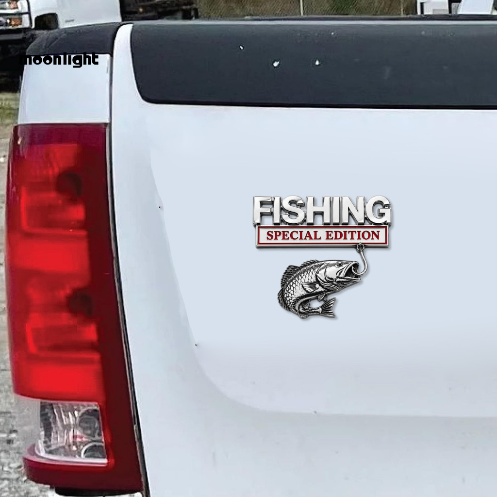Fishing Car Emblem Badge Waterproof Aluminum Metal Fish Hook Decal for Truck Suv Fisherman Gift Perfect for Outdoor Enth