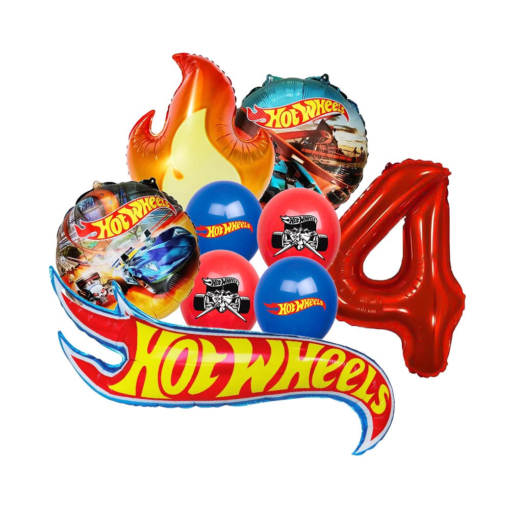 Hot Wheels Aluminum Foil Balloon Set Racing Cars Kids Birthday Party Decoration