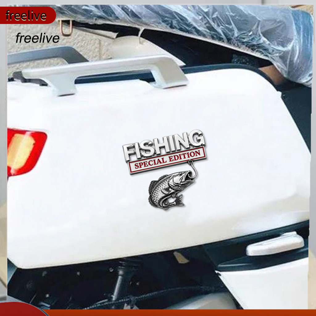High-relief Fishing Sticker Anti-rust Car Badge Emblem Waterproof Aluminum Metal Fish Hook Decal for Truck Suv Fisherman