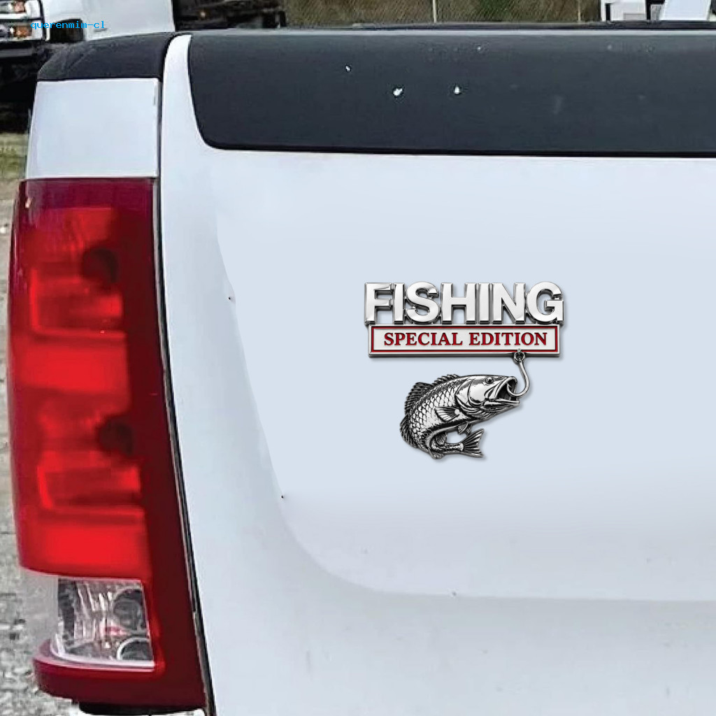 High-relief Fishing Sticker Durable Car Emblem Badge Waterproof Aluminum Metal Fish Hook Decal for Truck Suv Fisherman G