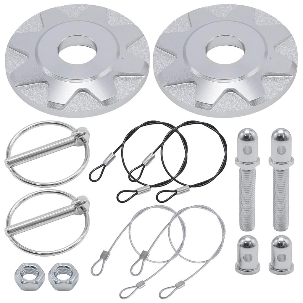 Hood Pins Kit for Car, Universal Hood Pins for Race Car & Off-Road Vehicles, Aluminum Alloy Locking Pins with Mounting H