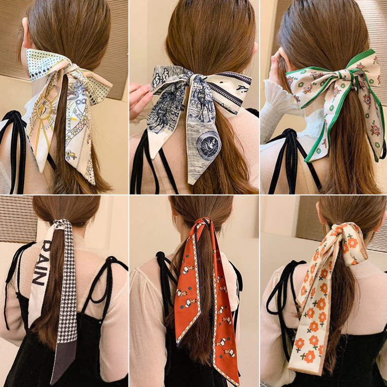 Bandana Luxo Fina Elegante Simples Meia-Idade Francesa Laço Seda Lenço Quadrado com Acabamento em Bainha Delic