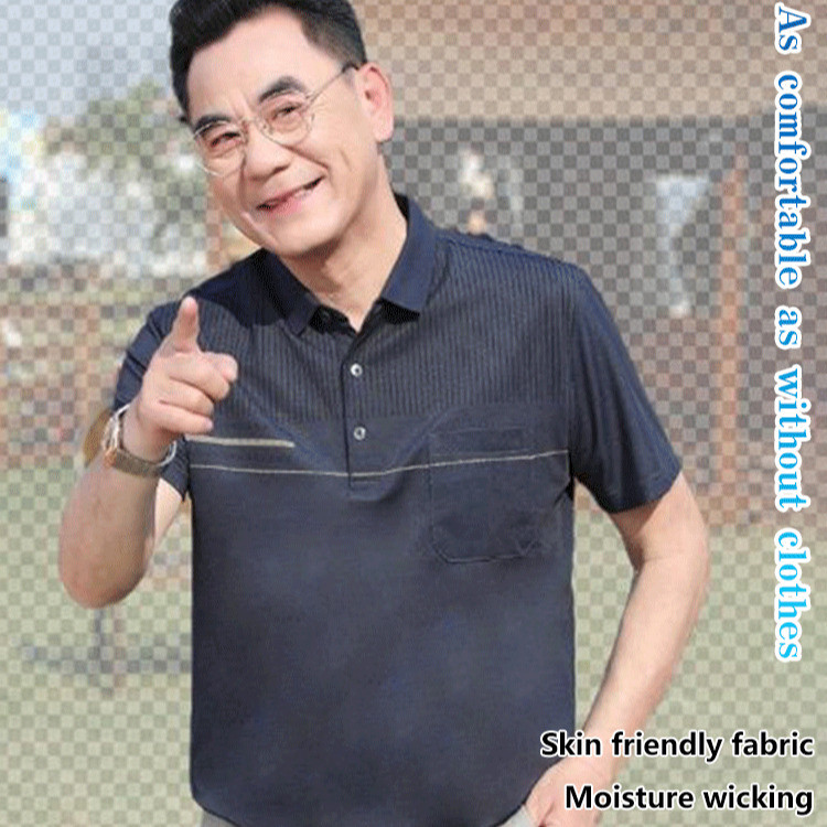 Camisa  de manga curta para homens de meia-idade e idosos, ideal para o verão, perfeita para pais e avôs.