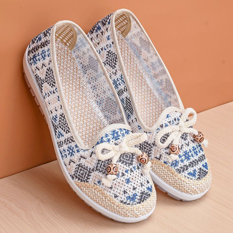 94FZYHM Verão Sola Macia Antiderrapante Sapatos Mãe Respirável Oco Sapatos Baixos para Idosos de Meia-Idade