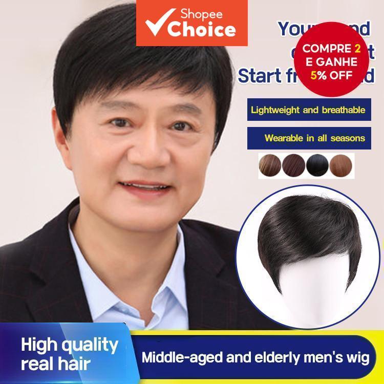 Peruca De Cabeça Cheia Realista Natural Estilo Empresarial Homens De Meia Idade Idosos Versátil Moda Cabelo