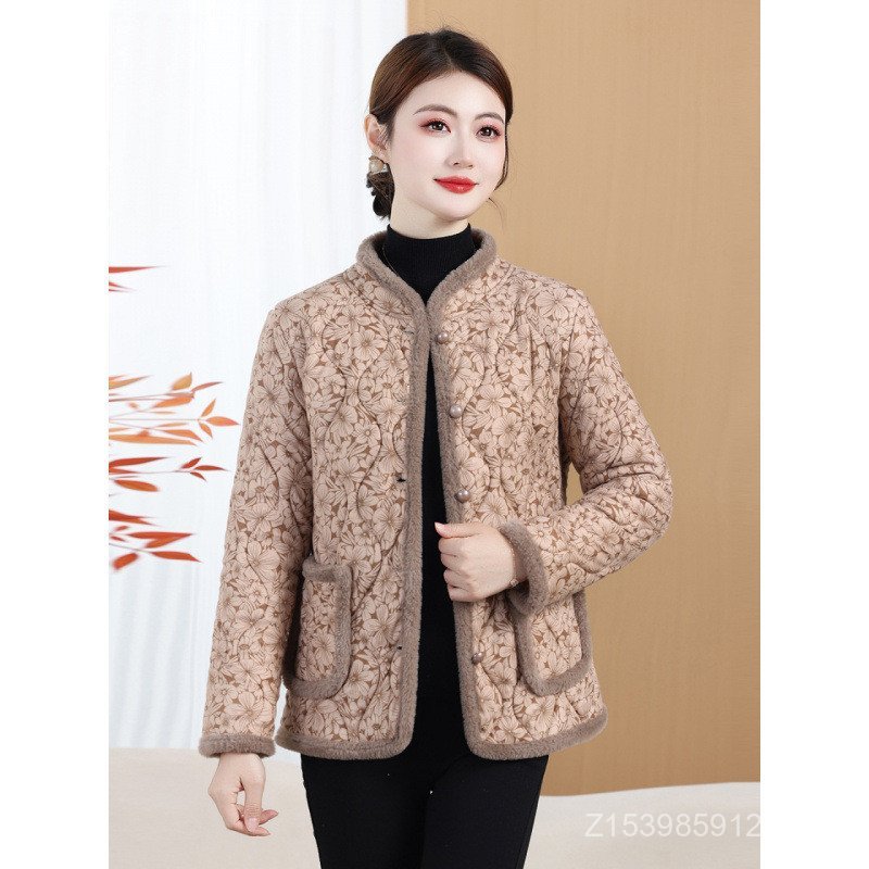 Inverno mãe novo estilo pequeno algodão acolchoado jaqueta solta quente de meia-idade idosos roupas femininas velo-pad